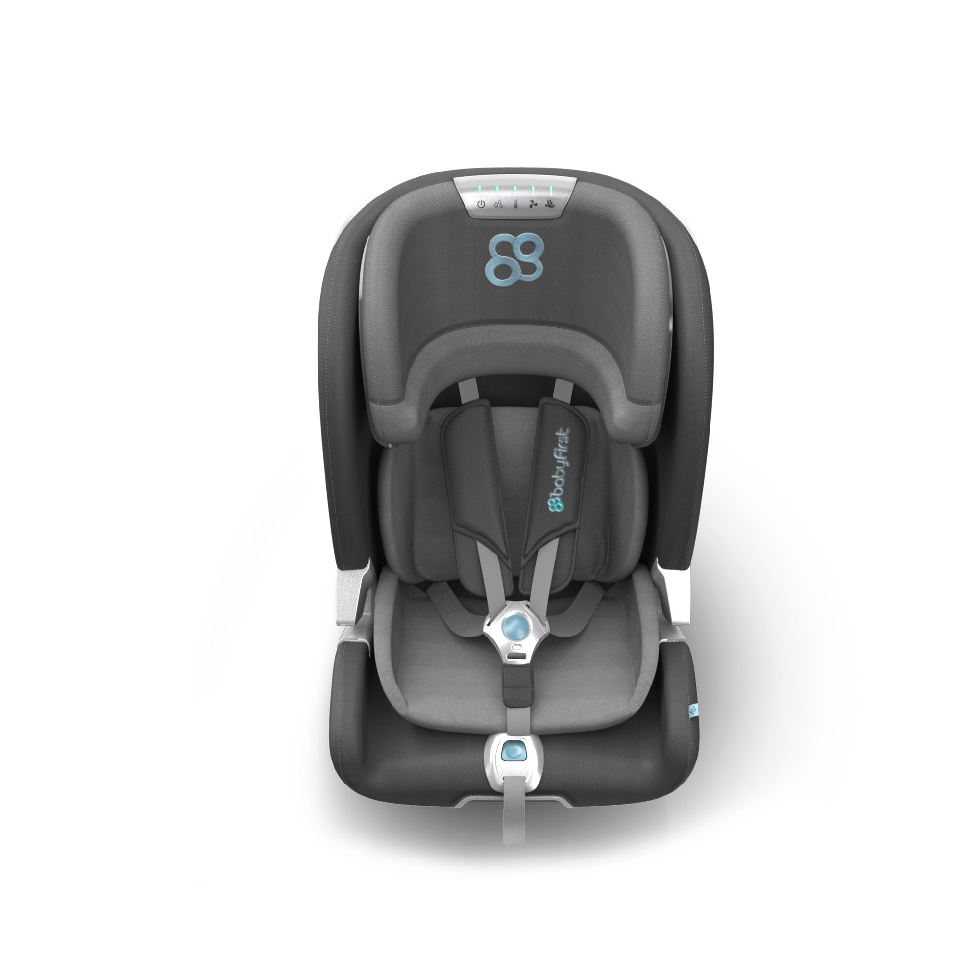 Smart design: baby car seat with sensors and comfortable shapes