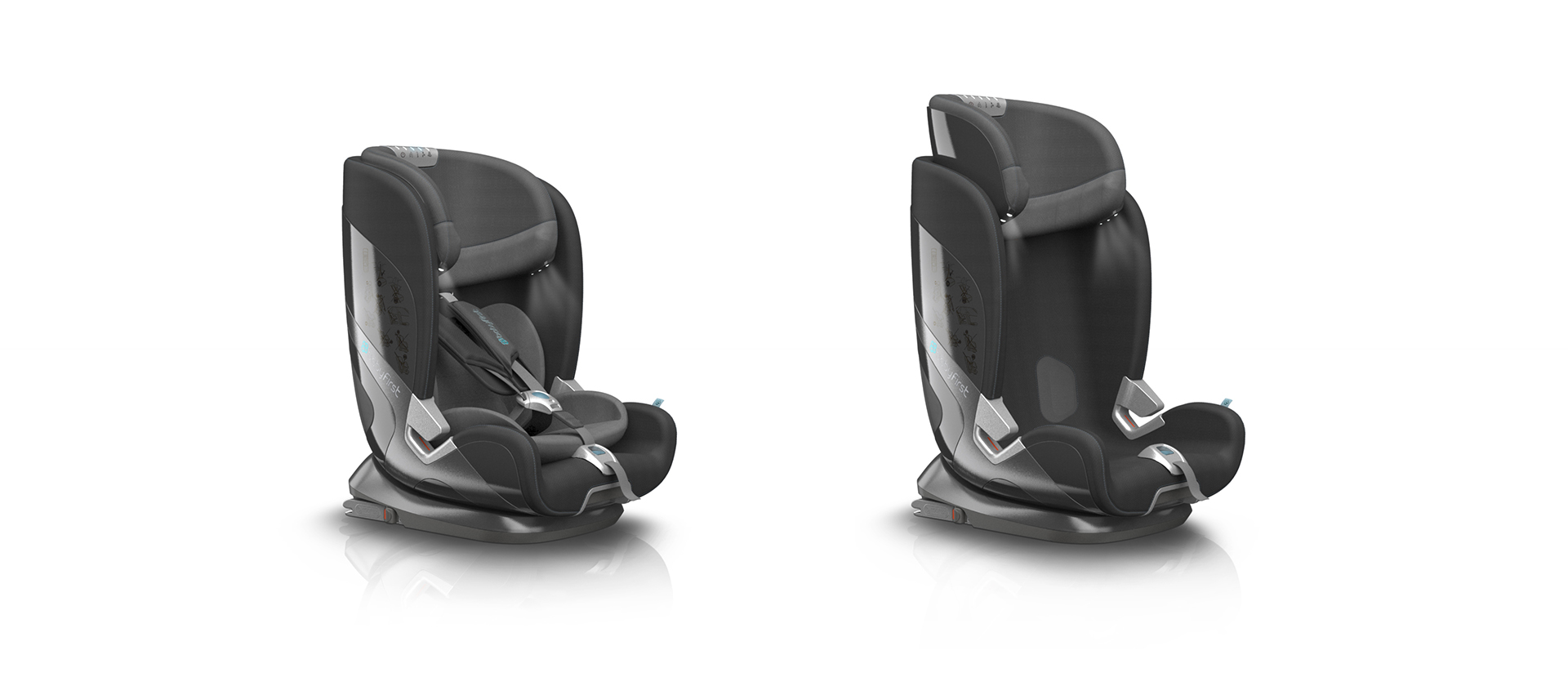 Smart design: baby car seat with sensors and comfortable shapes