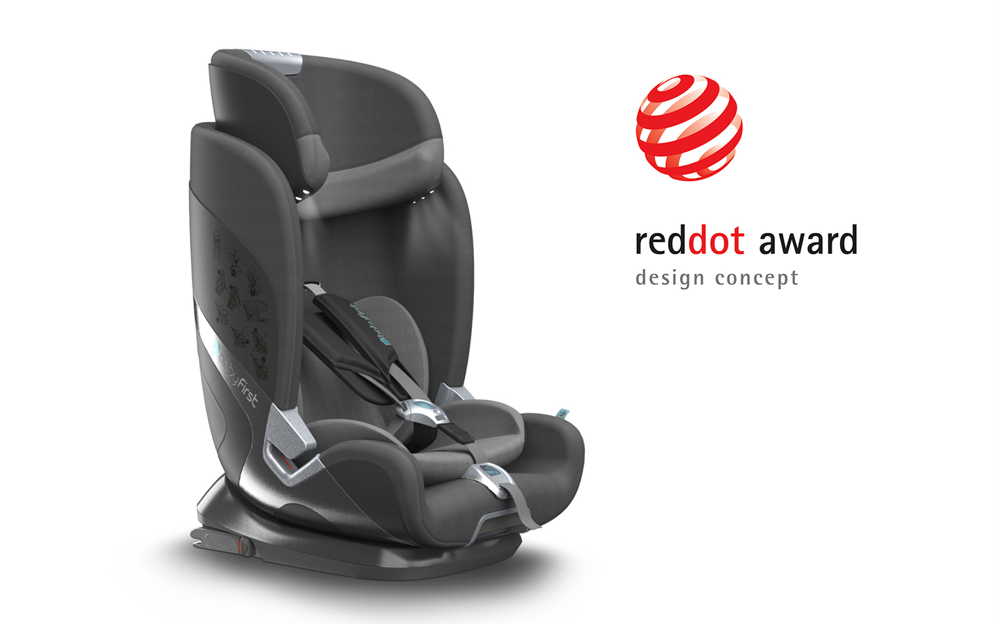 Red dot concept award winner smart baby car seat